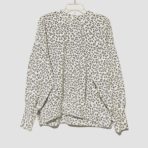 Abercrombie & Fitch Sweatshirt Womens Medium White Gray Leopard Soft Slouchy